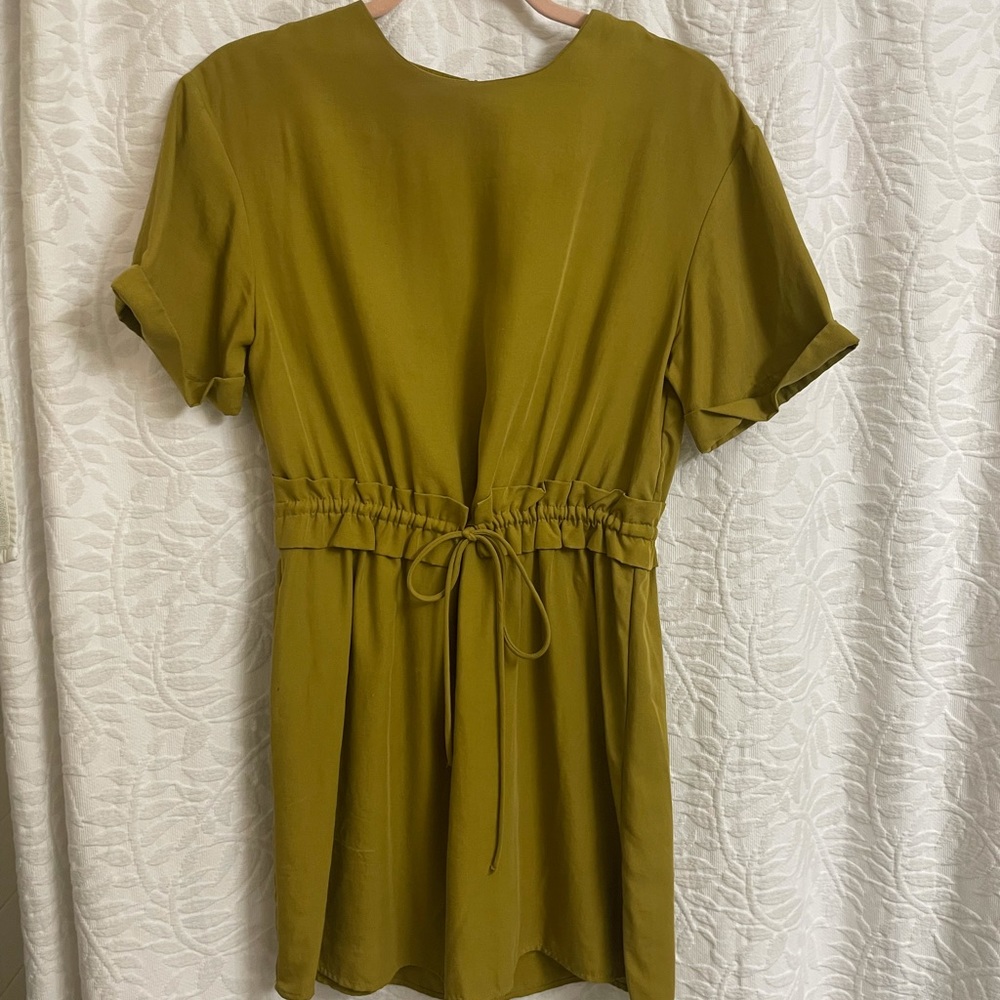 Zara Yellow Mini Dress with Tie Waist